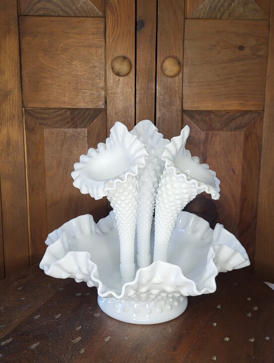 Fenton Other - Fenton White Hobnail Milk Glass Epergne Centerpiece